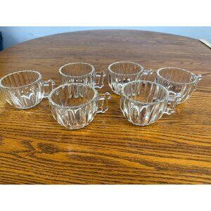 Jeannette Glass NATIONAL‎ CLEAR 2 ⅜" Ribbed Punch Cups Viintage